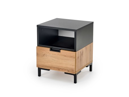 SILVIA bedside table, wotan oak - black DIOMMI V-PL-SILVIA-SZAFKA_N-WOTAN/CZARNY