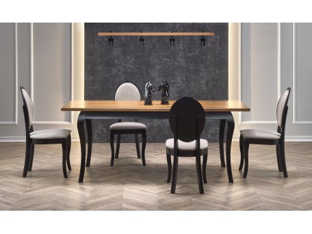 WINDSOR extension table, color: dark oak/black DIOMMI V-PL-WINDSOR-ST-C.DĄB/CZARNY