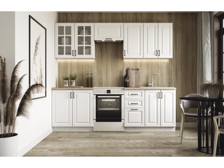 Κουζίνα ELIZABETH 240 , color: front - white matt, body – white, worktop – sonoma oak DIOMMI V-UA-ELIZABETH_240-BIAŁY