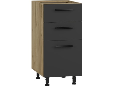 VENTO DS3-40/82 lower cabinet with drawers, color: craft oak/antracite DIOMMI V-UA-VENTO-D3S_H-40/82-ANTRACYT