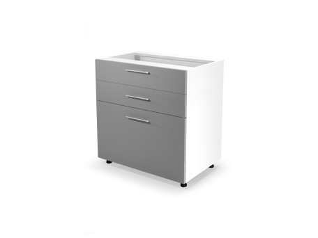 VENTO DS3-80/82 lower cabinet with drawers, color: white/light grey DIOMMI V-UA-VENTO-D3S_H-80/82-J.POPIEL