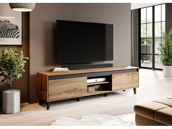 TV stand NORD II votan oak/antracyt/black