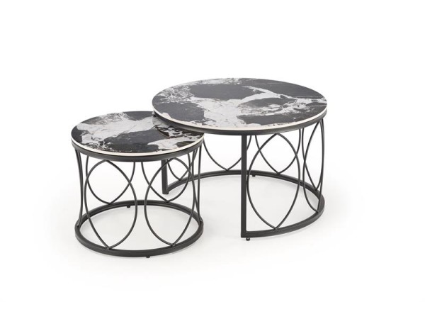 ALEXANDRA   set of two coffee tables, black marble / black