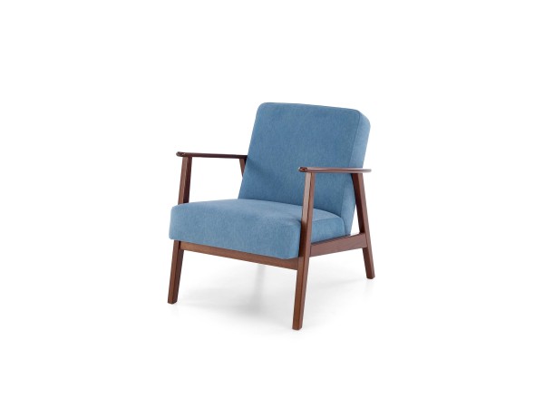 MILANO 1S, leisure chair, blue CASTEL#74 / dark walnut