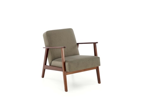 MILANO 1S, leisure chair, olive CASTEL#39 / dark walnut