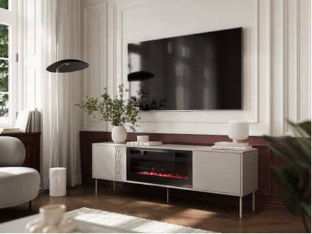 TRESSE TV Stand 180 EF beige ( possibility of installing a fireplace, ordered separately CAMA-KOMINEK-ELEKTRYCZNY-... )