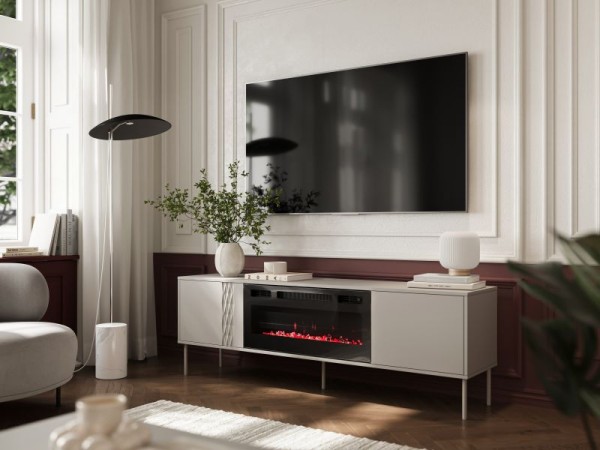 TRESSE TV Stand 180 EF beige ( possibility of installing a fireplace, ordered separately CAMA-KOMINEK-ELEKTRYCZNY-... )