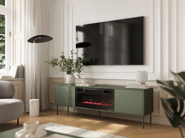 TRESSE TV Stand 180 EF beige ( possibility of installing a fireplace, ordered separately CAMA-KOMINEK-ELEKTRYCZNY-... )