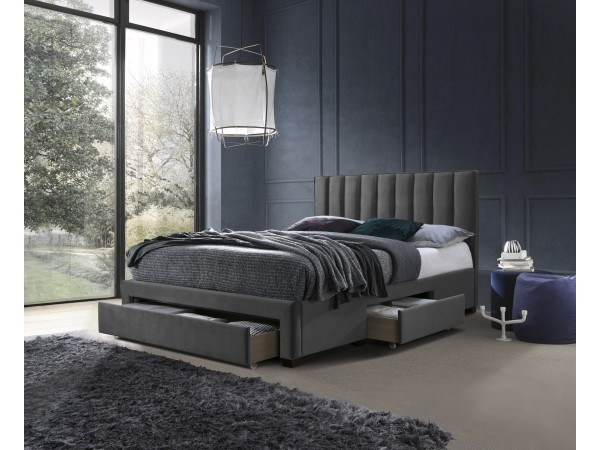 GRACE bed with drawers, color: grey