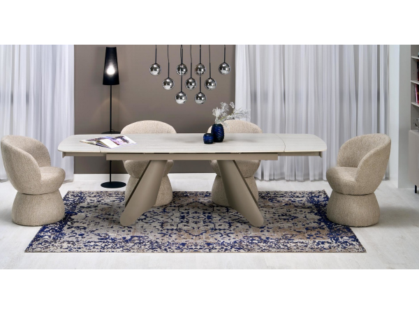 SALIX extension table,  travertine / cashmere