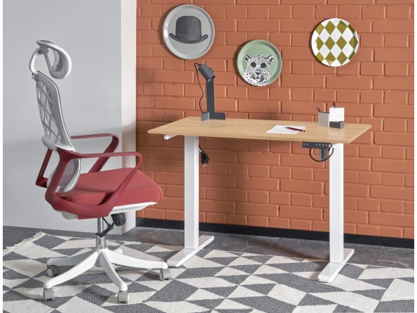 B53 desk with adjustable height, artisan oak / white