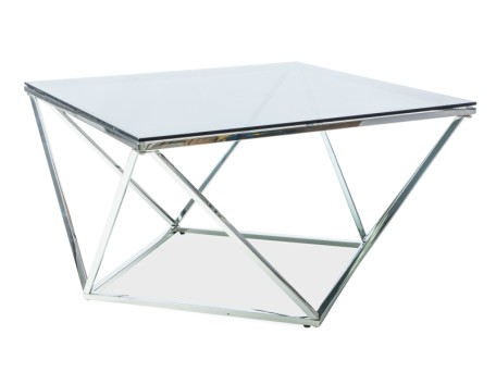 Μεταλλικό τραπέζι σαλονιού Silver με γυάλινη επιφάνεια 80х80 Ασημένιο DIOMMI SILVERASC