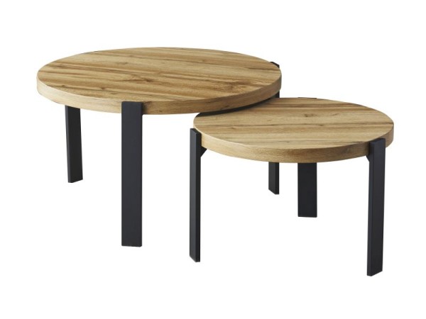 ŁAWA POLO DĄB ARTISAN/CZARNY FI 80 FI 60 (ZESTAW)