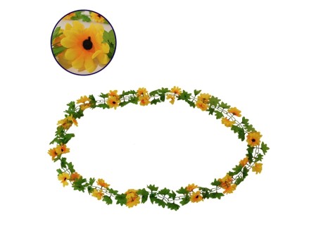 Τεχνητό Κρεμαστό Φυτό Διακοσμητική Γιρλάντα Μήκους 2.2 μέτρων με 30 X Μεσαία Ηλιοτρόπια Κίτρινα Diommi 09028