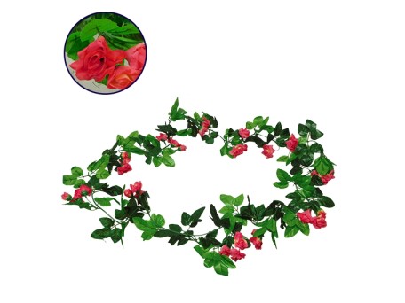 Τεχνητό Κρεμαστό Φυτό Διακοσμητική Γιρλάντα Μήκους 2.2 μέτρων με 33 X Μικρά Τριαντάφυλλα Φούξια Diommi 09017