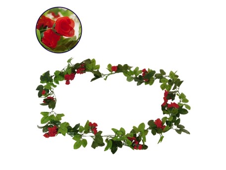 Τεχνητό Κρεμαστό Φυτό Διακοσμητική Γιρλάντα Μήκους 2.2 μέτρων με 33 X Μικρά Τριαντάφυλλα Κόκκινα Diommi 09014