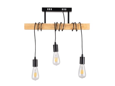 GLOBOSTAR® JOLLY 00605 Vintage Κρεμαστό Φωτιστικό Οροφής με Ντουί 3 x E27 AC 220-240V IP20 - Μαύρο & Μπεζ - Μ55 x Π6 x Υ115cm