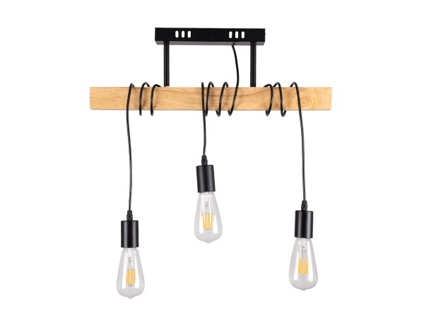 GLOBOSTAR® JOLLY 00605 Vintage Κρεμαστό Φωτιστικό Οροφής με Ντουί 3 x E27 AC 220-240V IP20 - Μαύρο & Μπεζ - Μ55 x Π6 x Υ115cm