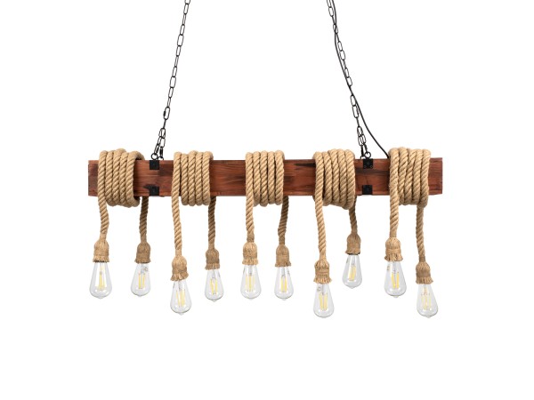 GLOBOSTAR® VIKING 00607 Vintage Κρεμαστό Φωτιστικό Οροφής με Ντουί 10 x E27 AC 220-240V IP20 - Καφε & Μπεζ - Μ108 x Π11 x Υ220cm