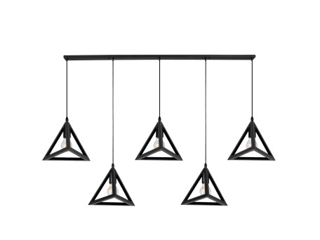 GLOBOSTAR® TRIANGLE 00608 Μοντέρνο Κρεμαστό Φωτιστικό Οροφής με Ντουί 5 x E27 AC 220-240V IP20 - Μαύρο - Μ170 x Π22 x Y130cm