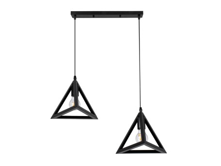 GLOBOSTAR® TRIANGLE 00611 Μοντέρνο Κρεμαστό Φωτιστικό Οροφής με Ντουί 2 x E27 AC 220-240V IP20 - Μαύρο - Μ60 x Π22 x Y130cm
