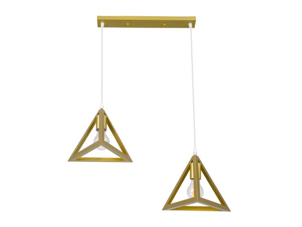 GLOBOSTAR® TRIANGLE 00615 Μοντέρνο Κρεμαστό Φωτιστικό Οροφής με Ντουί 2 x E27 AC 220-240V IP20 - Χρυσό - Μ60 x Π22 x Y130cm GLOBOSTAR® TRIANGLE 00615 Μοντέρνο Κρεμαστό Φωτιστικό Οροφής με Ντουί 2 x E27 AC 220-240V IP20 - Χρυσό - Μ60 x Π22 x Y130cm