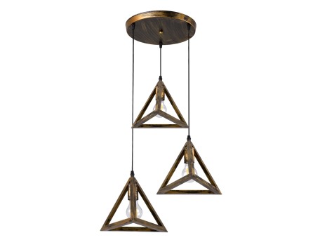 GLOBOSTAR® TRIANGLE 00619 Μοντέρνο Κρεμαστό Φωτιστικό Οροφής με Ντουί 3 x E27 AC 220-240V IP20 - Μπρούτζινο - Μ49 x Π49 x Y130cm