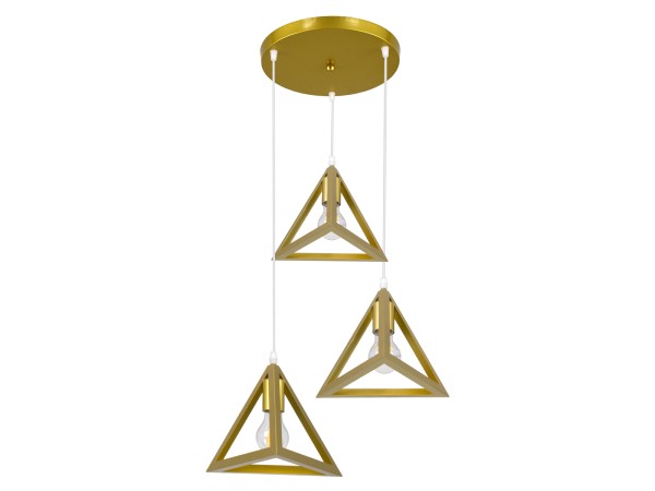 GLOBOSTAR® TRIANGLE 00620 Μοντέρνο Κρεμαστό Φωτιστικό Οροφής με Ντουί 3 x E27 AC 220-240V IP20 - Χρυσό - Μ49 x Π49 x Y130cm GLOBOSTAR® TRIANGLE 00620 Μοντέρνο Κρεμαστό Φωτιστικό Οροφής με Ντουί 3 x E27 AC 220-240V IP20 - Χρυσό - Μ49 x Π49 x Y130cm