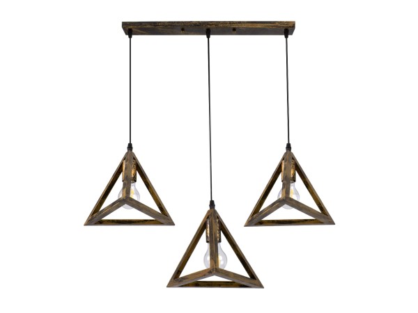 GLOBOSTAR® TRIANGLE 00624 Μοντέρνο Κρεμαστό Φωτιστικό Οροφής με Ντουί 3 x E27 AC 220-240V IP20 - Μπρούτζινο - Μ70 x Π22 x Y130cm GLOBOSTAR® TRIANGLE 00624 Μοντέρνο Κρεμαστό Φωτιστικό Οροφής με Ντουί 3 x E27 AC 220-240V IP20 - Μπρούτζινο - Μ70 x Π22 x Y130cm