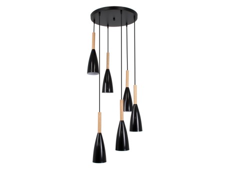 GLOBOSTAR® DILLON 00628 Μοντέρνο Κρεμαστό Φωτιστικό Οροφής με Ντουί 6 x E27 AC 220-240V IP20 - Μαύρο & Μπεζ - Μ52 x Π52 x Y130cm