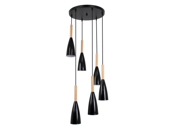 GLOBOSTAR® DILLON 00628 Μοντέρνο Κρεμαστό Φωτιστικό Οροφής με Ντουί 6 x E27 AC 220-240V IP20 - Μαύρο & Μπεζ - Μ52 x Π52 x Y130cm