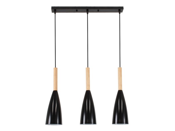 GLOBOSTAR® DILLON 00630 Μοντέρνο Κρεμαστό Φωτιστικό Οροφής με Ντουί 3 x E27 AC 220-240V IP20 - Μαύρο & Μπεζ - Μ54 x Π14 x Υ130cm