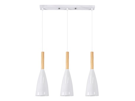 GLOBOSTAR® DILLON 00631 Μοντέρνο Κρεμαστό Φωτιστικό Οροφής με Ντουί 3 x E27 AC 220-240V IP20 - Λευκό & Μπεζ - Μ54 x Π14 x Υ130cm