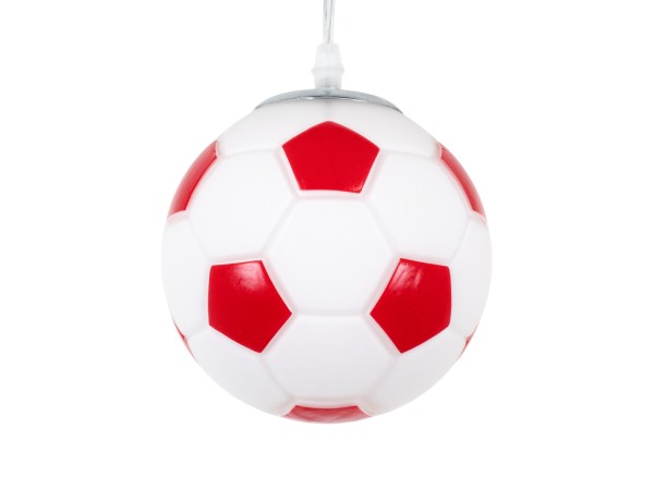 GLOBOSTAR® FOOTBALL 00642 Παιδικό Κρεμαστό Φωτιστικό Οροφής με Ντουί 1 x E27 AC 220-240V IP20 - Λευκό & Κόκκινο - Μ15 x Π15 x Y18cm