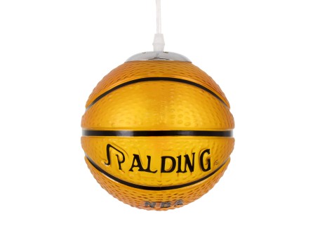 GLOBOSTAR® SPALDING NBA 00645 Παιδικό Κρεμαστό Φωτιστικό Οροφής με Ντουί 1 x E27 AC 220-240V IP20 - Πορτοκαλί & Μαύρο - Μ18 x Π18 x Υ18cm