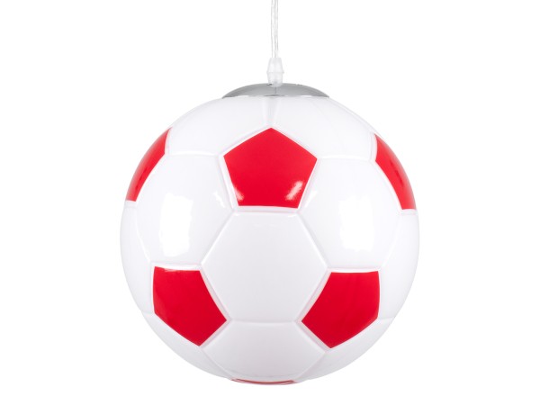 GLOBOSTAR® FOOTBALL 00646 Παιδικό Κρεμαστό Φωτιστικό Οροφής με Ντουί 1 x E27 AC 220-240V IP20 - Λευκό & Κόκκινο - Μ25 x Π25 x Υ25cm