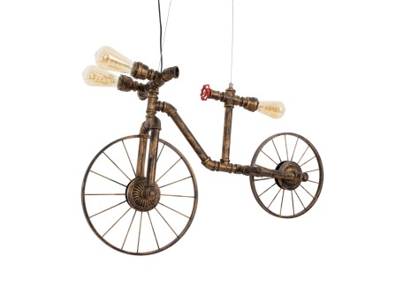 GLOBOSTAR® SWIFTWALKER 00660 Vintage Κρεμαστό Φωτιστικό Οροφής με Ντουί 3 x E27 AC 220-240V IP20 - Χάλκινο & Κόκκινο - Μ85 x Π29.5 x Υ55cm