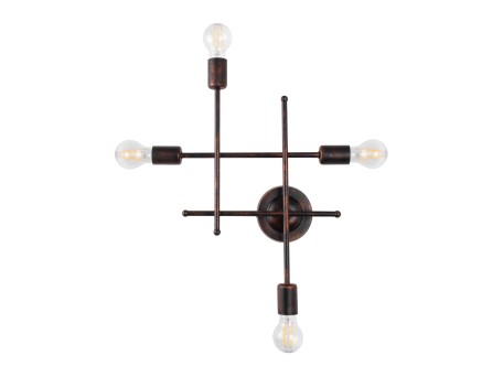 GLOBOSTAR® PIPING 00662 Vintage Φωτιστικό Τοίχου - Απλίκα με Ντουί 4 x E27 AC 220-240V IP20 - Χάλκινο - Μ40 x Π9 x Υ52cm