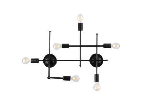 GLOBOSTAR® PIPING 00664 Vintage Φωτιστικό Τοίχου - Απλίκα με Ντουί 6 x E27 AC 220-240V IP20 - Μαύρο - Μ66 x Π9.5 x Υ49cm