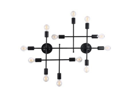 GLOBOSTAR® PIPING 00667 Vintage Φωτιστικό Τοίχου - Απλίκα με Ντουί 12 x E27 AC 220-240V IP20 - Μαύρο - Μ78.5 x Π9.5 x Υ64cm