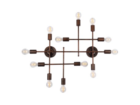 GLOBOSTAR® PIPING 00668 Vintage Φωτιστικό Τοίχου - Απλίκα με Ντουί 12 x E27 AC 220-240V IP20 - Χάλκινο - Μ78.5 x Π9.5 x Υ64cm