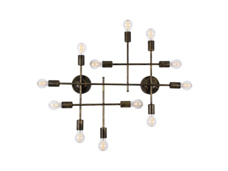 GLOBOSTAR® PIPING 00669 Vintage Φωτιστικό Τοίχου - Απλίκα με Ντουί 12 x E27 AC 220-240V IP20 - Μπρούτζινο - Μ78.5 x Π9.5 x Υ64cm