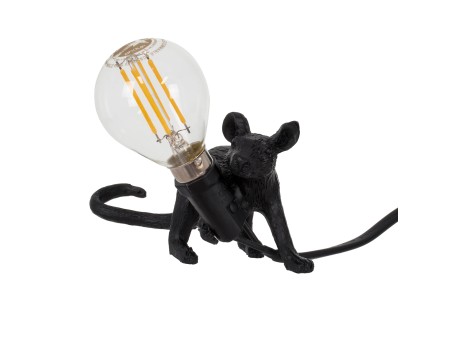 GLOBOSTAR® MOUSE 00675 Vintage Επιτραπέζιο Φωτιστικό Πορτατίφ με Ντουί 1 x E12 AC 220-240V IP20 - Μαύρο - Μ13 x Π4 x Υ7cm