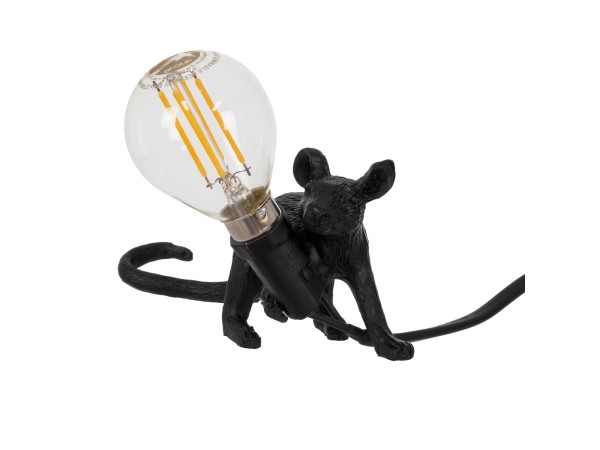 GLOBOSTAR® MOUSE 00675 Vintage Επιτραπέζιο Φωτιστικό Πορτατίφ με Ντουί 1 x E12 AC 220-240V IP20 - Μαύρο - Μ13 x Π4 x Υ7cm