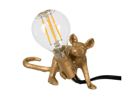 GLOBOSTAR® MOUSE 00677 Vintage Επιτραπέζιο Φωτιστικό Πορτατίφ με Ντουί 1 x E12 AC 220-240V IP20 - Χρυσό - Μ13 x Π4 x Υ7cm