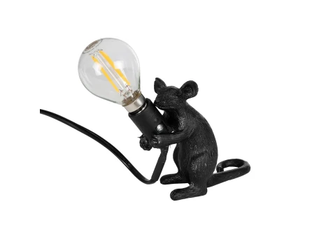 GLOBOSTAR® MOUSE 00678 Vintage Επιτραπέζιο Φωτιστικό Πορτατίφ με Ντουί 1 x E12 AC 220-240V IP20 - Μαύρο - Μ12 x Π4 x Υ10cm