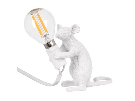 GLOBOSTAR® MOUSE 00679 Vintage Επιτραπέζιο Φωτιστικό Πορτατίφ με Ντουί 1 x E12 AC 220-240V IP20 - Λευκό - Μ12 x Π4 x Υ10cm