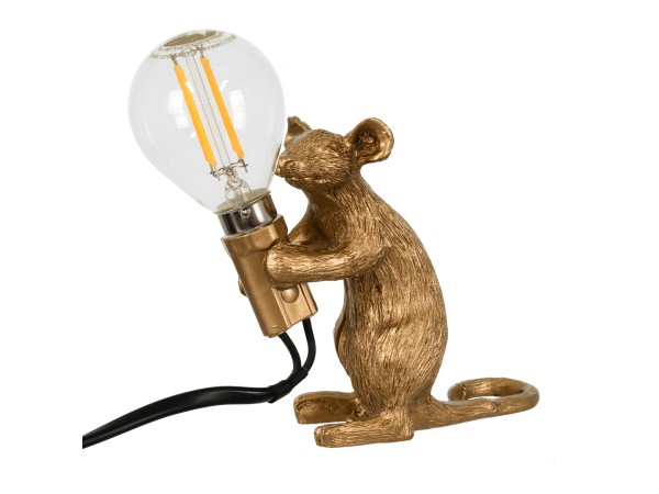 GLOBOSTAR® MOUSE 00680 Vintage Επιτραπέζιο Φωτιστικό Πορτατίφ με Ντουί 1 x E12 AC 220-240V IP20 - Χρυσό - Μ12 x Π4 x Υ10cm