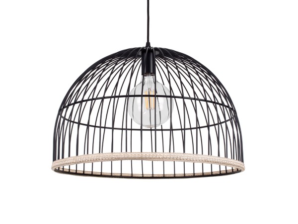 GLOBOSTAR® NEVIS 00681 Μοντέρνο Κρεμαστό Φωτιστικό Οροφής με Ντουί 1 x E27 AC 220-240V IP20 - Μαύρο & Μπεζ - Μ49 x Π49 x Υ34.5cm