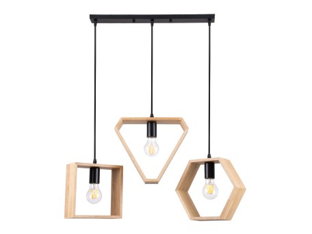 GLOBOSTAR® ELISE 00682 Μοντέρνο Κρεμαστό Φωτιστικό Οροφής με Ντουί 3 x E27 AC 220-240V IP20 - Μπεζ & Μαύρο - Μ76 x Π8 x Υ25cm